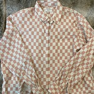 Madewell Pink & White Oversized flannel
